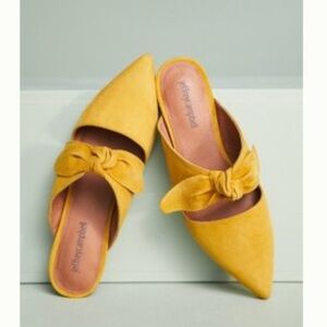 Jeffrey Campbell Charlin Knotted Bow Mule Slides Mustard